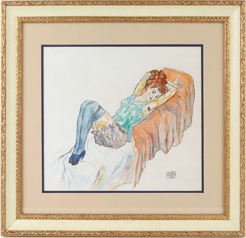 Watercolor, Recumbent Woman