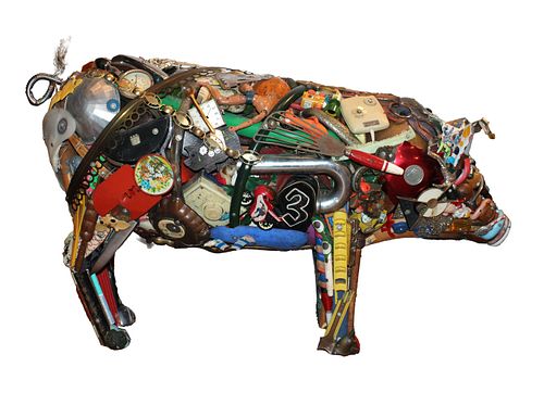 Leo Sewell, Found Object Sculpture of a Pig