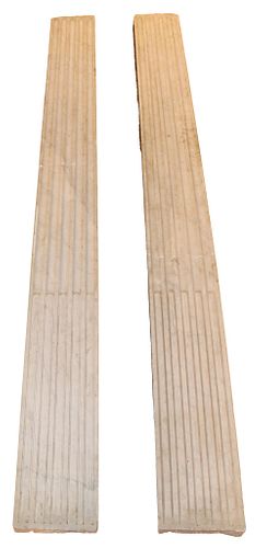 Two Fluted White Marble Pilasters
