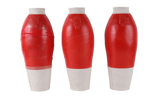Three Hella Jongerius Red White Vases
