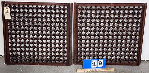 Pr 19thC Oak Spindle Panels 20 1/2" X 22"