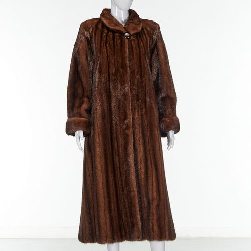 Yves Saint Laurent full length mahogany mink coat