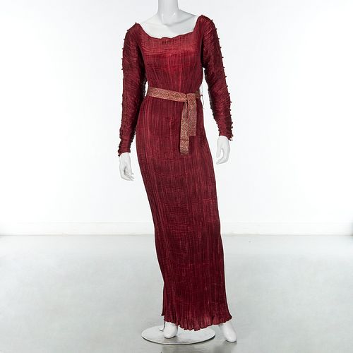 Mariano Fortuny port silk evening gown