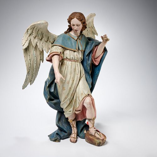 Large Neapolitan polychromed model of an angel
