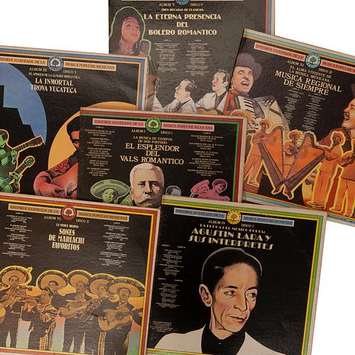 LOTE DE DISCOS LP SIGLO XX  Colección Historia Ilustrada de la Musica popular mexicana: tomos I, IV, V. VI. Detalles de conser...