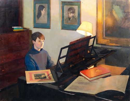MATTHEW AT THE PIANO OIL PAINTING