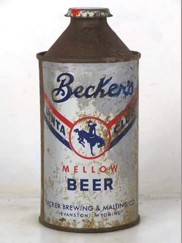 1951 Becker's Uinta Club Beer 12oz 151-10 High Profile Cone Top Evanston Wyoming