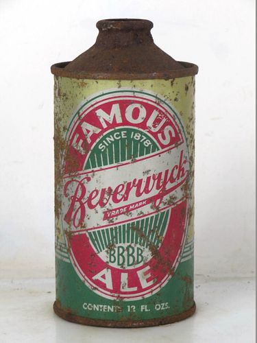 1936 Beverwyck Famous Ale 12oz 151-31a Low Profile Cone Top Albany New York