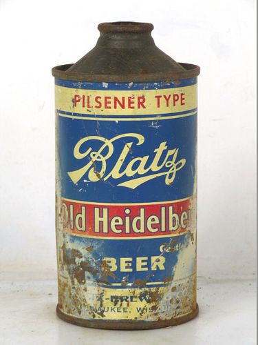 1937 Blatz Old Heidelberg Beer 12oz 153-17 Low Profile Cone Top Milwaukee Wisconsin