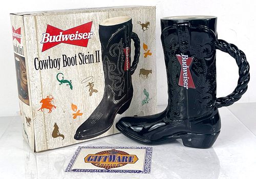 1998 Budweiser Cowboy Boot (black) 8¼ Inch CS347 Stein Saint Louis Missouri