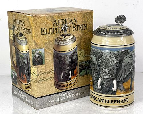 1991 Budweiser Endangered Species "African Elephant" 6½ Inch CS135 Stein Saint Louis Missouri