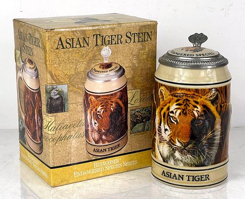 1990 Budweiser Endangered Species "Asian Tiger" 6½ Inch CS126 Stein Saint Louis Missouri