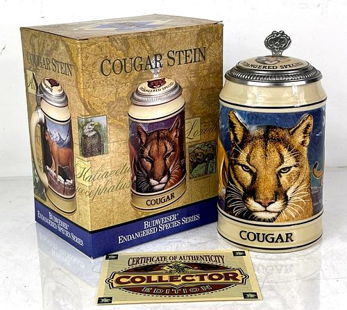1995 Budweiser Endangered Species "Cougar" 6½ Inch CS253 Stein Saint Louis Missouri
