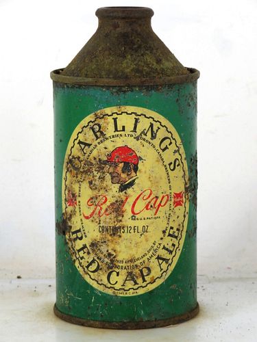 1950 Carling's Red Cap Ale 12oz 156-28.2 High Profile Cone Top Cleveland Ohio
