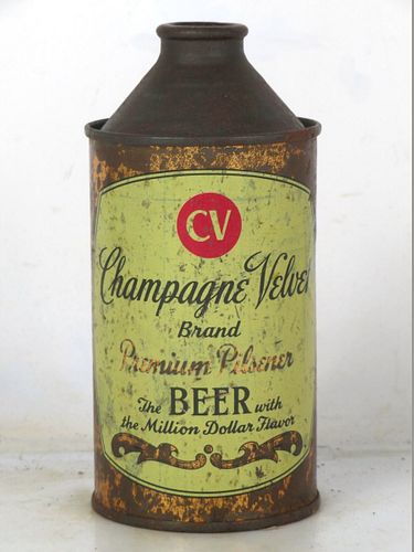 1955 Champagne Velvet Beer 12oz 157-09 High Profile Cone Top Terre Haute Indiana