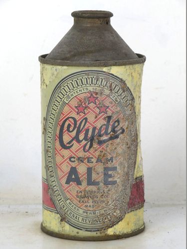 1946 Clyde Cream Ale 12oz 157-23 High Profile Cone Top Fall River Massachusetts