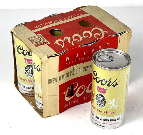 1972 Coors Beer FULL 7oz Six-Pack Can Box Golden Colorado