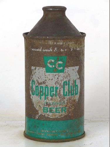 1952 Copper Club Pilsner Beer 12oz 158-11 High Profile Cone Top Hancock Michigan