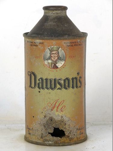 1946 Dawson's Ale 12oz 159-01 High Profile Cone Top Willimansett Massachusetts