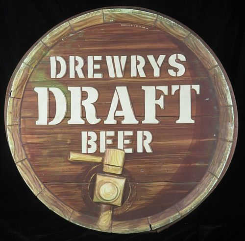 1969 Drewrys Draft Beer Barrel-End Vacuform 3½ Inch Foil-over-paper South Bend Indiana