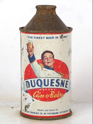 1952 Duquesne Beer 12oz 160-01.2b High Profile Cone Top Pittsburgh Pennsylvania