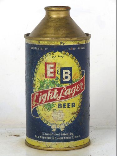 1946 E&B Light Lager Beer 12oz 160-17 High Profile Cone Top Detroit Michigan