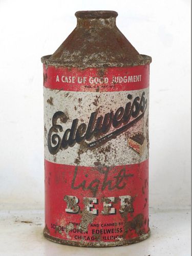 1947 Edelweiss Light Beer 12oz 160-29 High Profile Cone Top Chicago Illinois