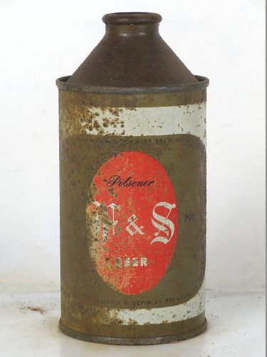 1950 F&S Pilsener Beer 12oz 164-12 High Profile Cone Top Shamokin Pennsylvania