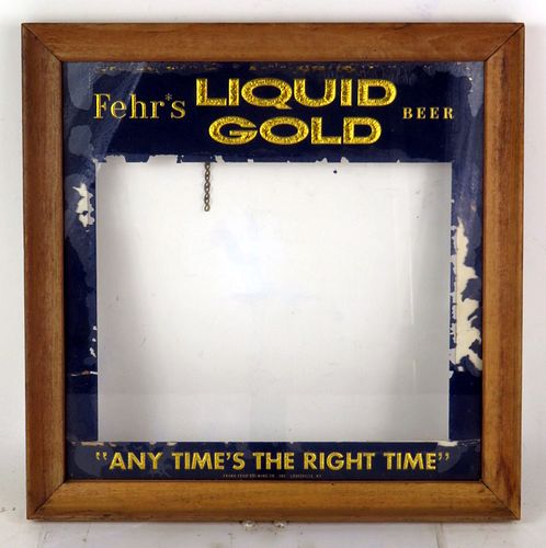 1955 Fehr's Liquid Gold Beer License Holder Louisville Kentucky