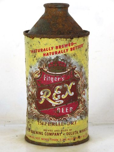 1952 Fitger's Rex Beer 12oz 162-29 High Profile Cone Top Duluth Minnesota