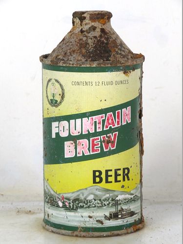 1951 Fountain Brew Beer 12oz 163-20 High Profile Cone Top Fountain City Wisconsin