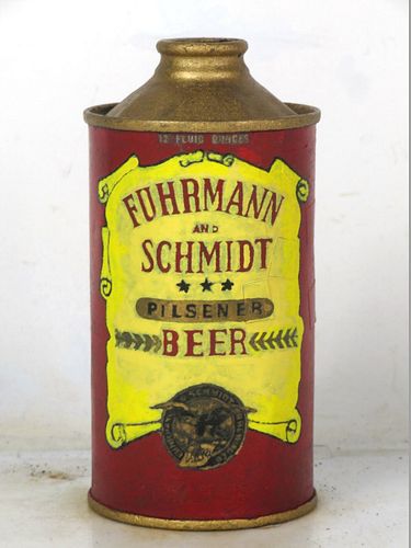 1938 Fuhrmann & Schmidt Pilsener Beer Repainted 12oz 164-13 Low Profile Cone Top Shamokin Pennsylvania
