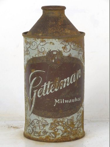 1953 Gettelman Rathskellar Beer 12oz 164-24 High Profile Cone Top Milwaukee Wisconsin
