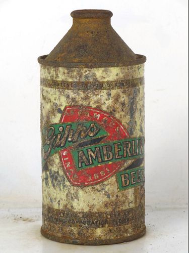 1952 Gipp's Amberlin Beer 12oz 164-31.2b High Profile Cone Top Peoria Illinois