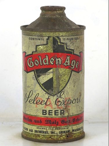 1937 Golden Age Pale Beer 12oz 166-11 Low Profile Cone Top Spokane Washington