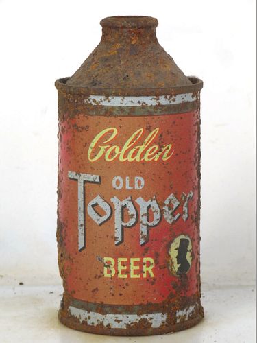 1950 Golden Old Topper Beer 12oz 178-10 High Profile Cone Top Rochester New York