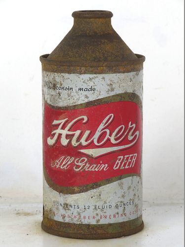 1955 Huber All Grain Beer 12oz 169-20.2b High Profile Cone Top Monroe Wisconsin