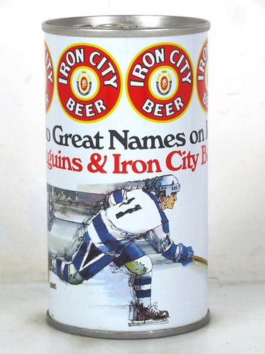 1975 Iron City Beer "Penguins Hockey" 12oz T79-27 Ring Top Pittsburgh Pennsylvania