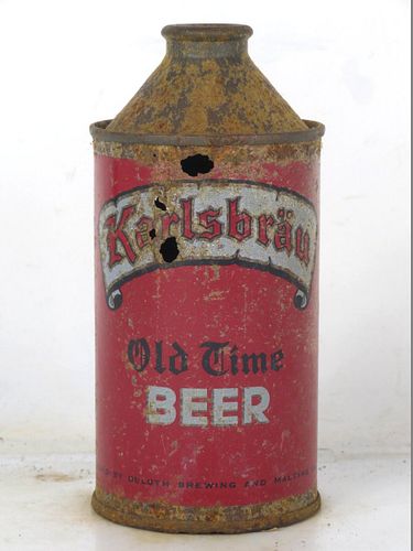 1951 Karlsbrau Old Time Beer No Ref. 170-24 High Profile Cone Top Duluth Minnesota