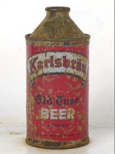1951 Karlsbrau Old Time Beer 12oz 170-25 High Profile Cone Top Duluth Minnesota