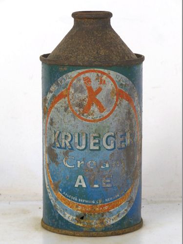 1947 Krueger Cream Ale 12oz 172-10 High Profile Cone Top Newark New Jersey