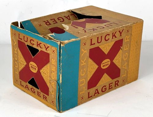 1958 Lucky Lager Beer 12oz Six-Pack Can Box San Francisco California