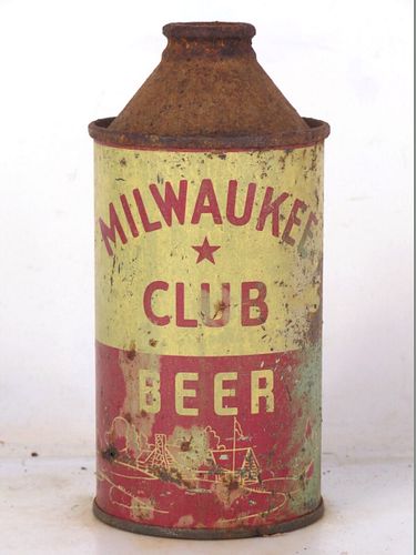 1938 Milwauke Club Beer 12oz 174-02 High Profile Cone Top Milwaukee Wisconsin