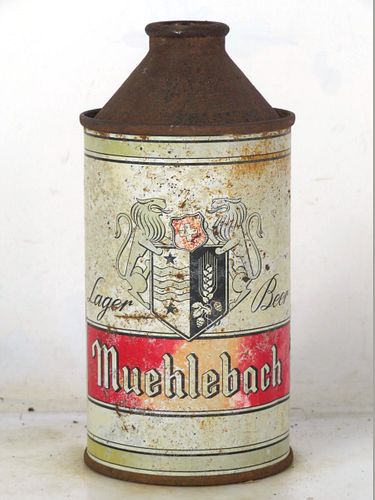 1954 Muehlebach Lager Beer 12oz 174-14 High Profile Cone Top Kansas City Missouri