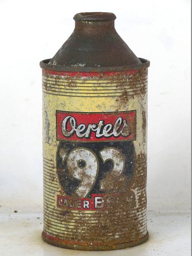 1953 Oertels '92 Lager Beer 12oz 175-23 High Profile Cone Top Louisville Kentucky