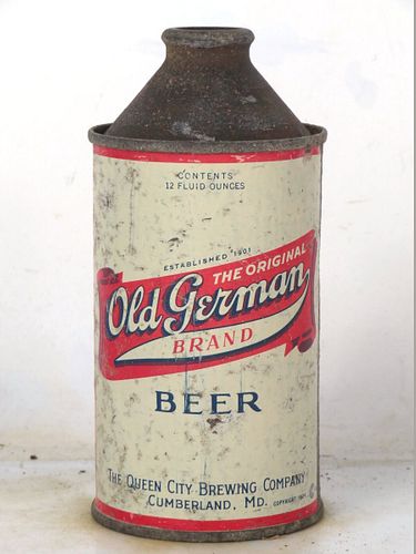 1952 Old German Beer 12oz 176-20 High Profile Cone Top Cumberland Maryland