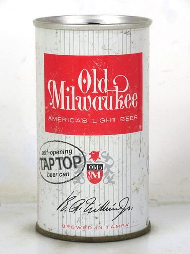 1963 Old Milwaukee Beer 12oz T101-16 Zip Top Tampa Florida