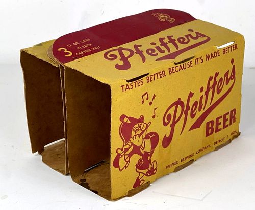 1945 Pfeiffer Beer (6 12oz cans) 12oz Six-Pack Can Box Detroit Michigan