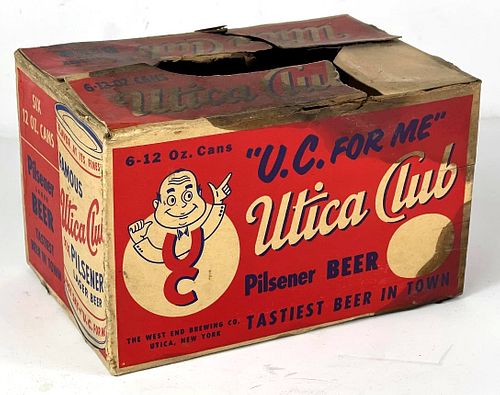 1950 Utica Club Pilsener Beer 12oz Six-Pack Can Box Utica New York