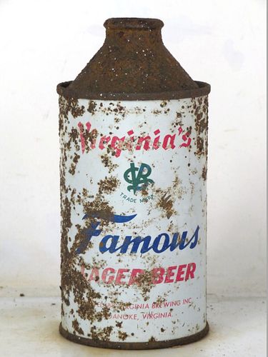 1955 Virginia's Famous Lager Beer 12oz 188-18 High Profile Cone Top Roanoke Virginia
